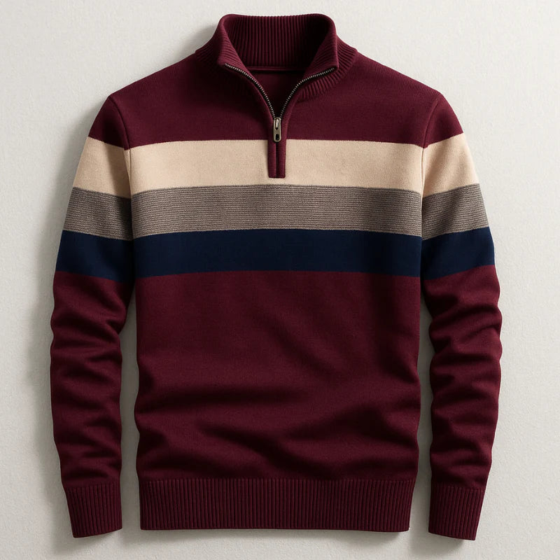 Douglas | Classic Striped Quarter-Zip Sweater