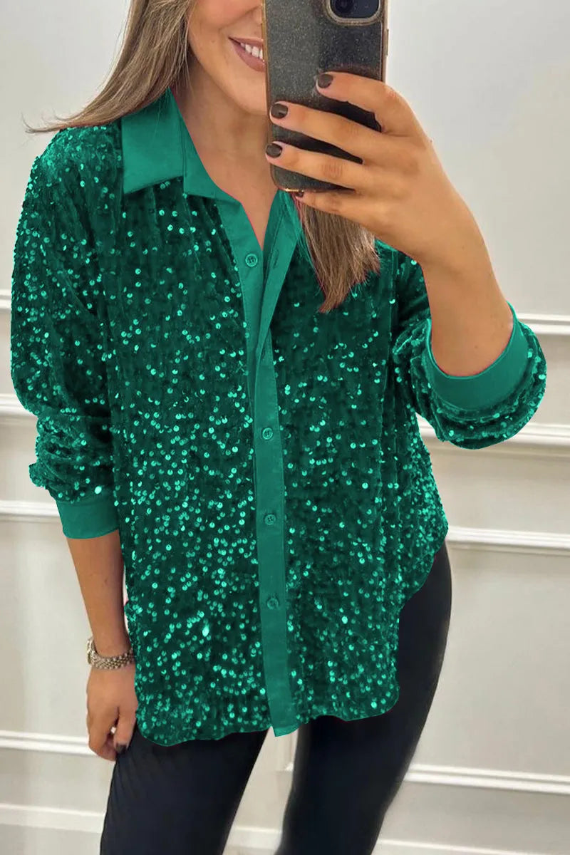 Valeria | Premium Sequin Glam Shirt