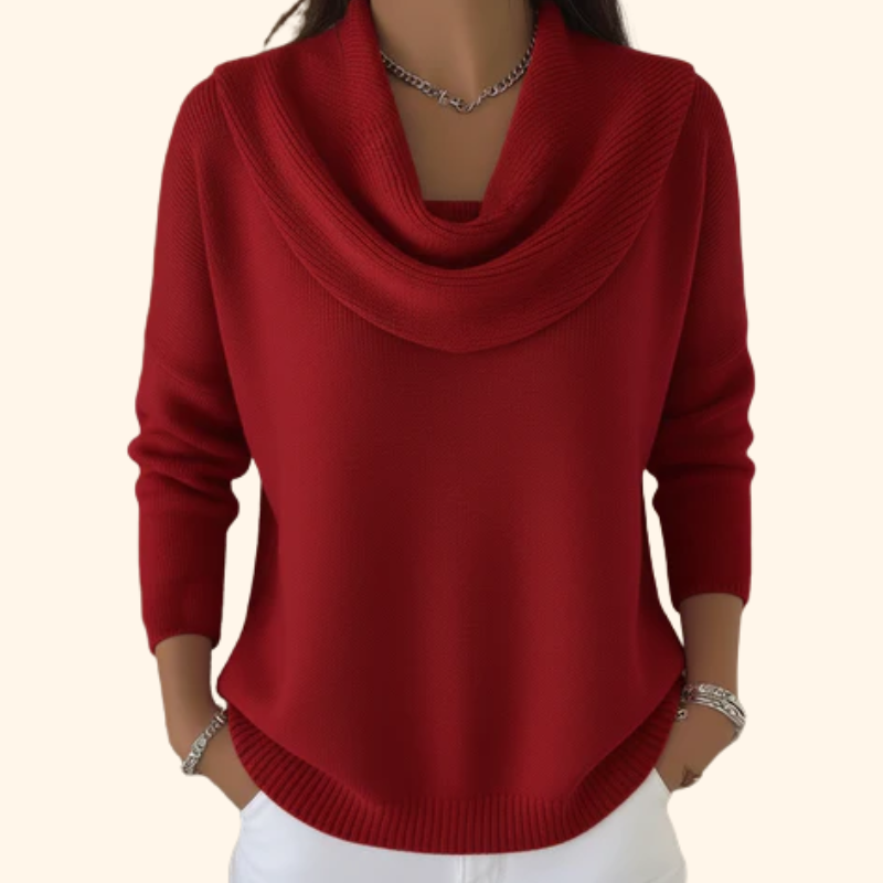 Angela | Elegant Draped Collar Sweater