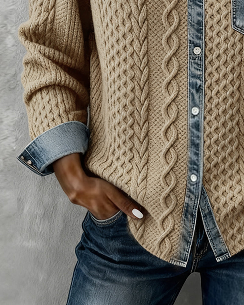 Elowen | Refined Contrast-Trim Layered Look Cardigan
