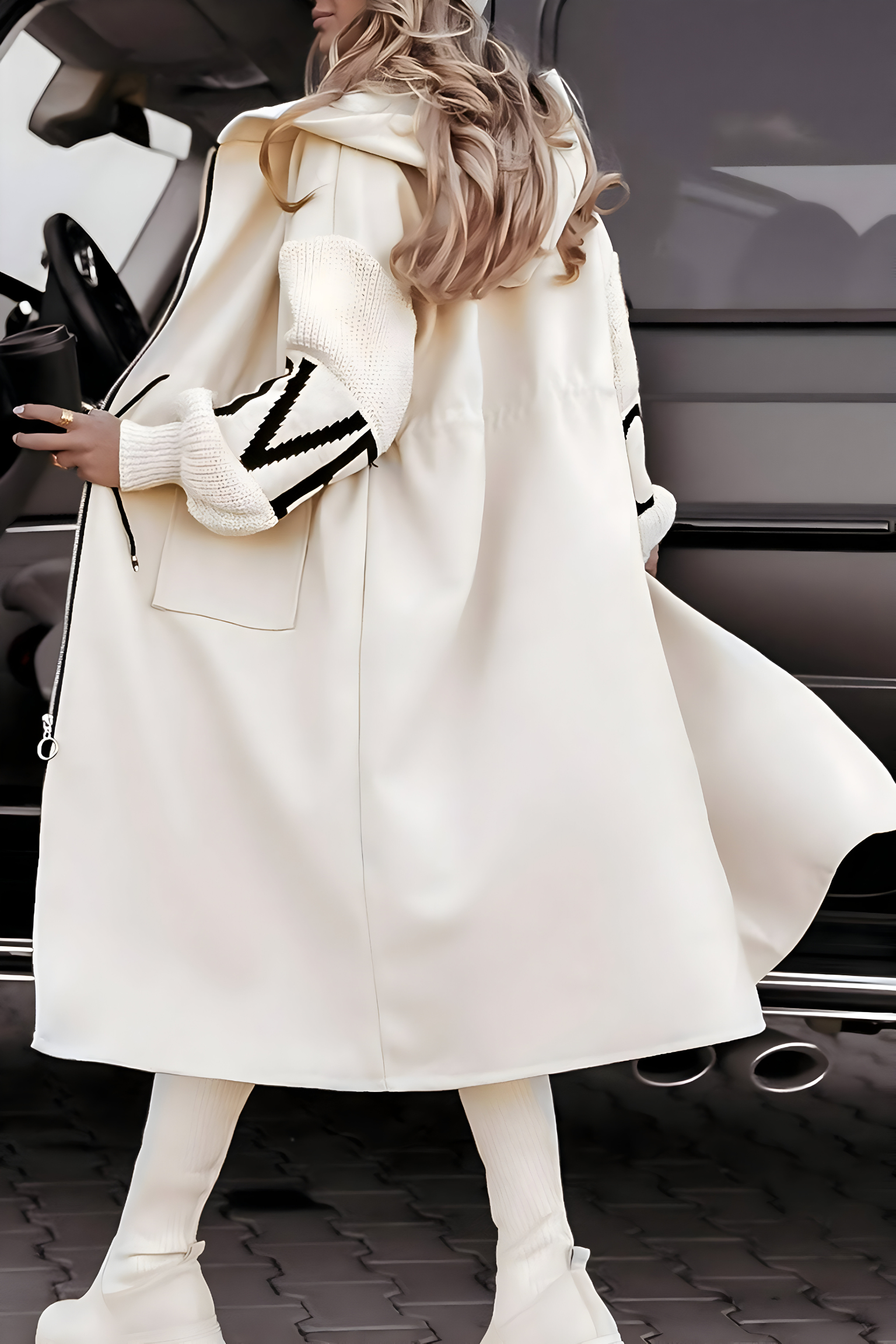Amelia | Chic Hooded Coat with Knit Details