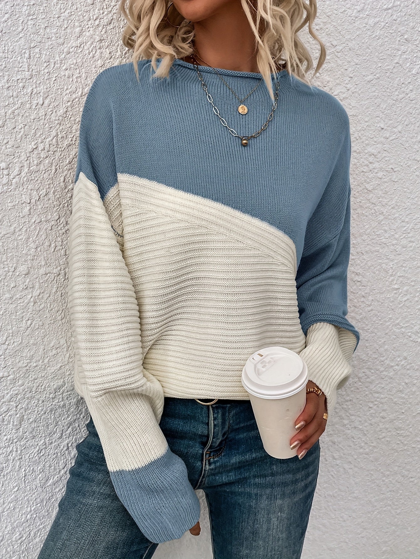 Talia | Chic Two-Tone Drop-Shoulder Style Pullover