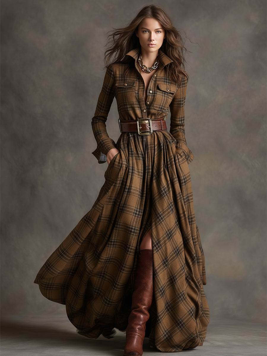 Scarlett | Elegant Plaid Shirt Dress