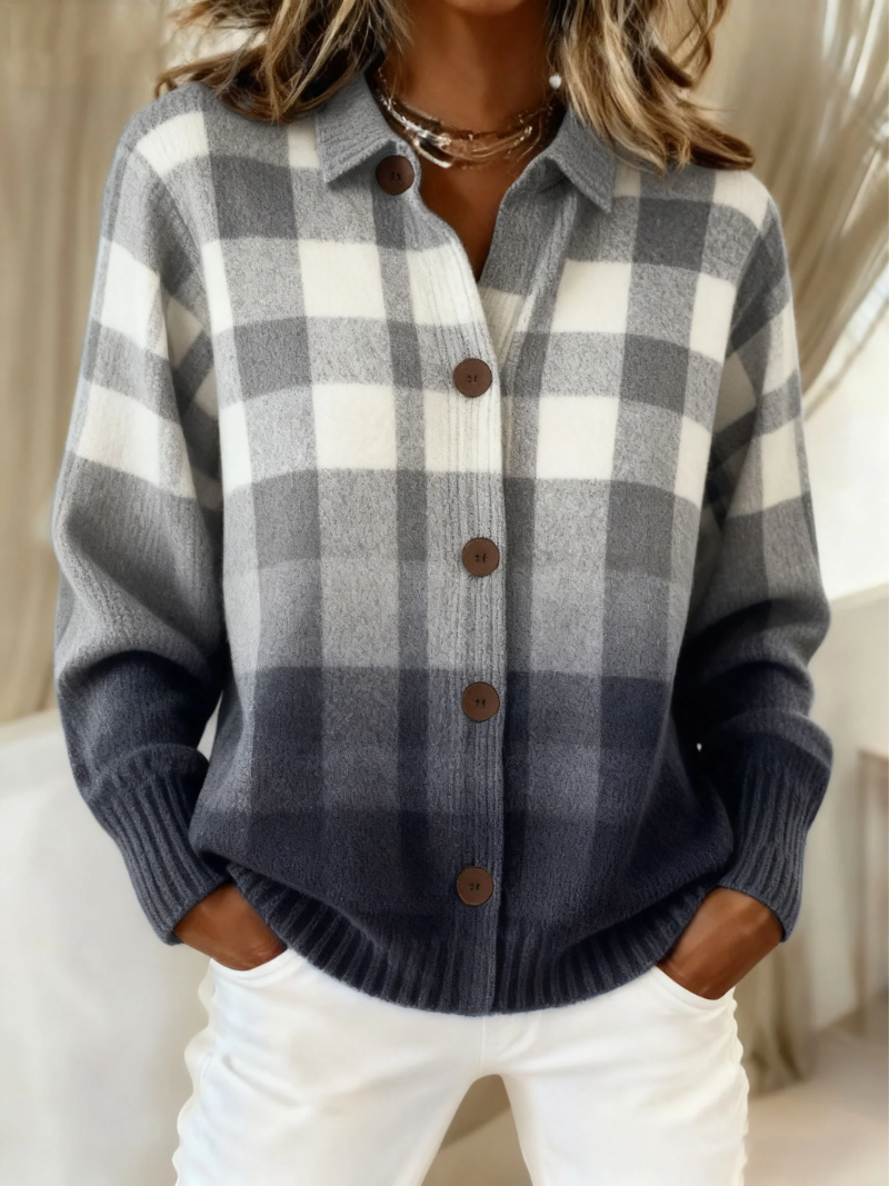Maisie | Elegant Plaid Button Cardigan