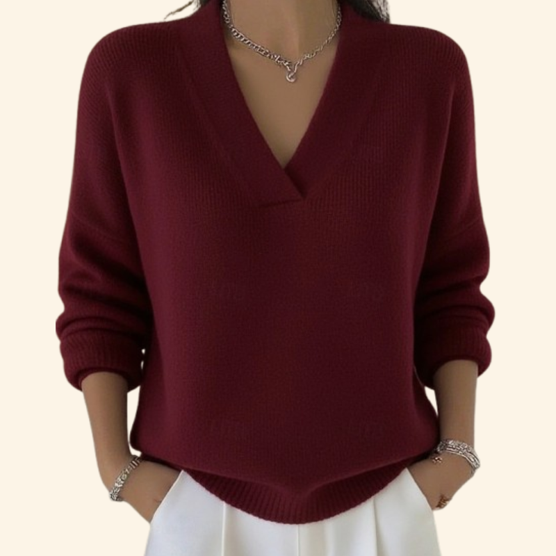 Clara | Graceful V-Neck Knit Sweater