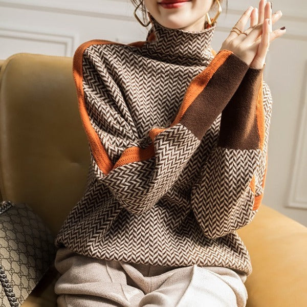 Avery | Elegant Contrast Turtleneck Sweater