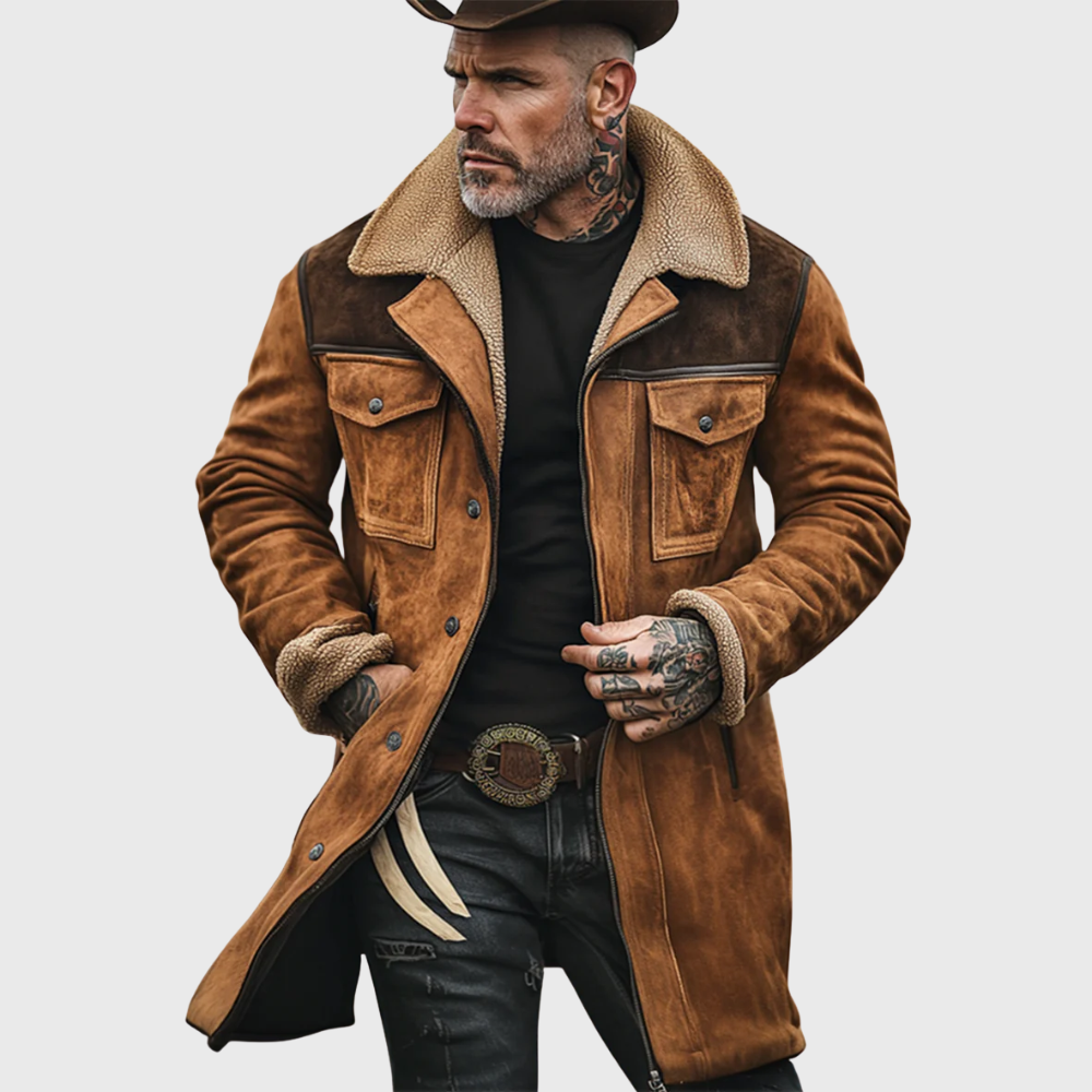 Weston | Structured Shearling-Collar Longline Statement Coat