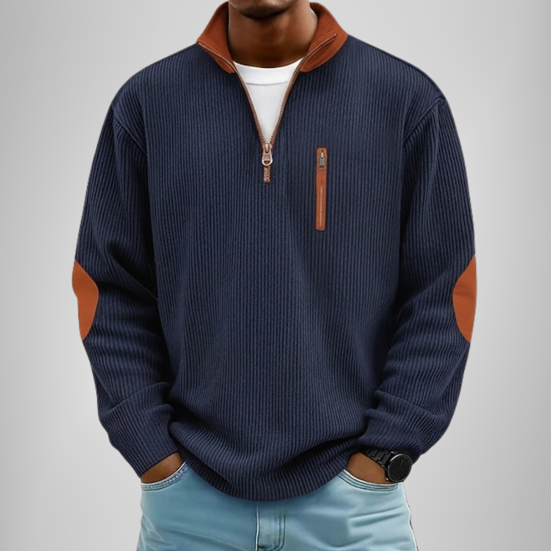 Logan | Elegant Half-Zip Ribbed Pullover