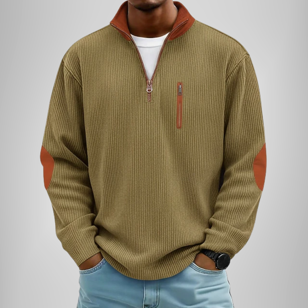 Logan | Elegant Half-Zip Ribbed Pullover