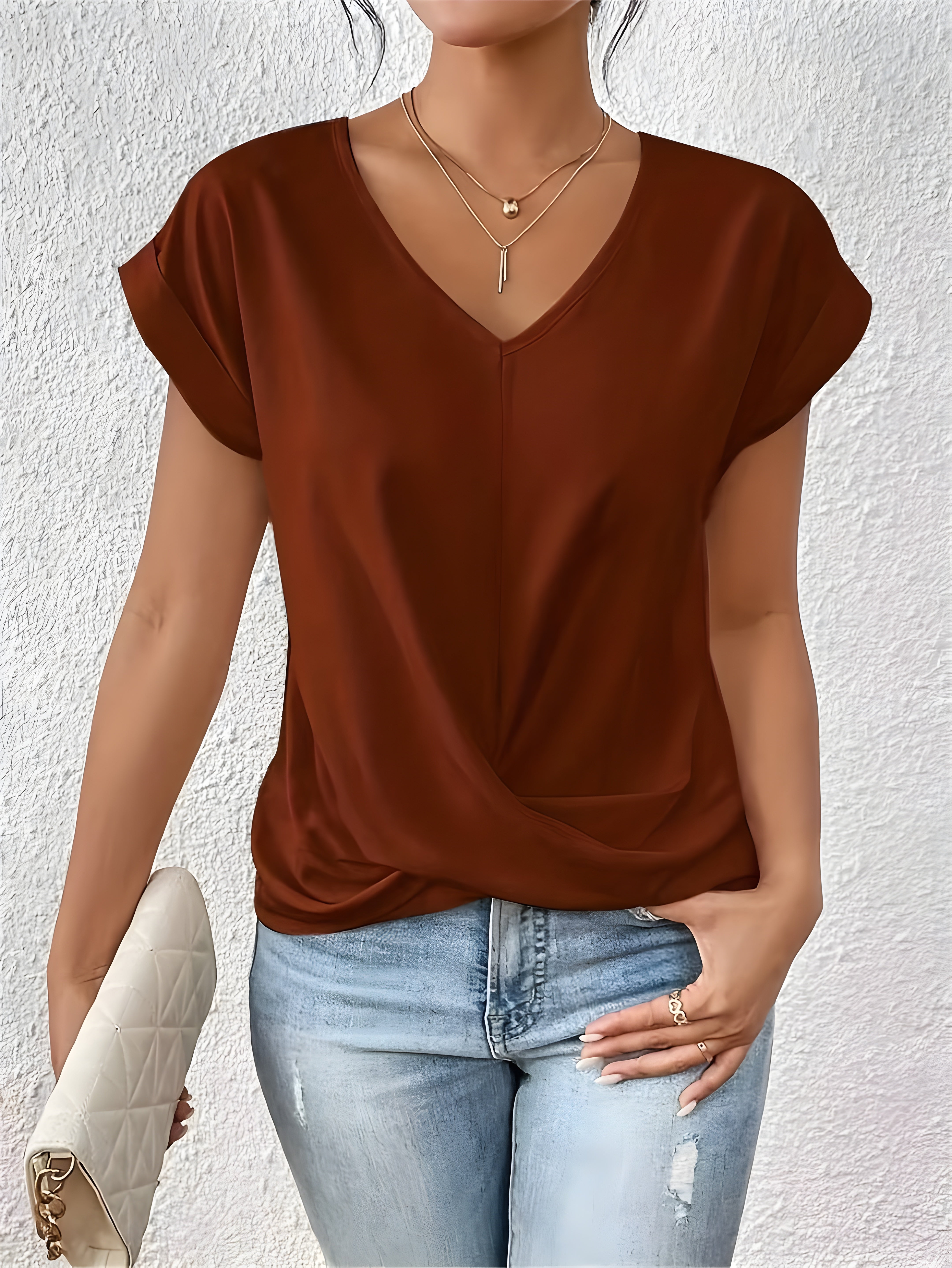 Kathrina | Twist Front V-Neck Top