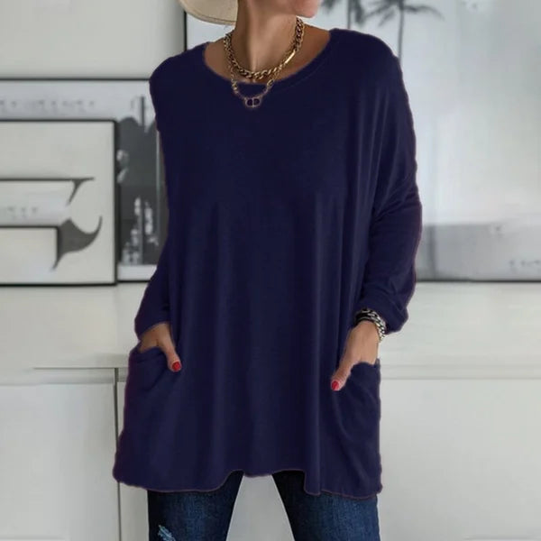 Jenna | Relaxed Scoop-Neck Long Sleeve Top