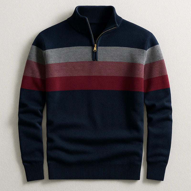 Douglas | Classic Striped Quarter-Zip Sweater