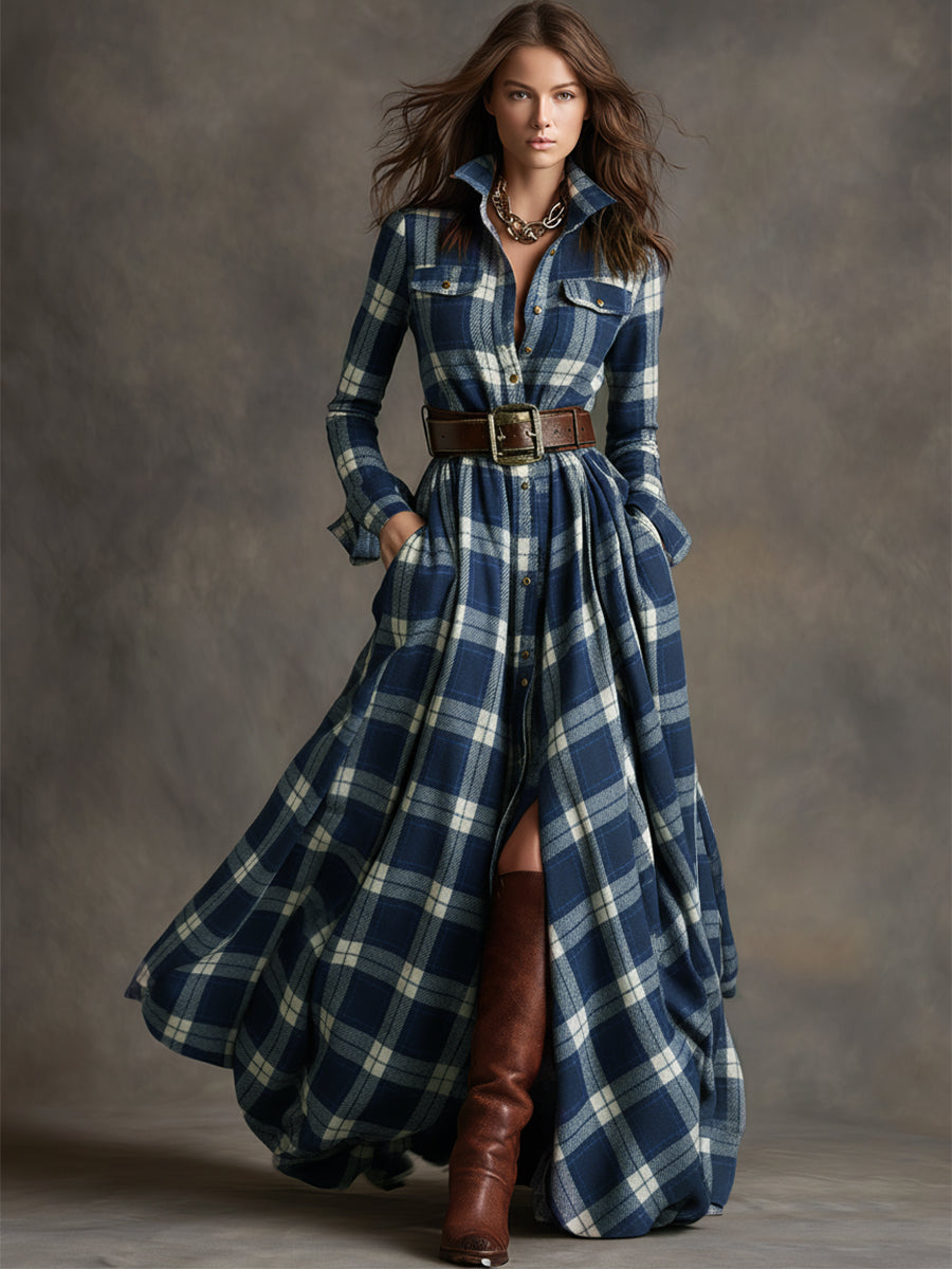 Scarlett | Elegant Plaid Shirt Dress