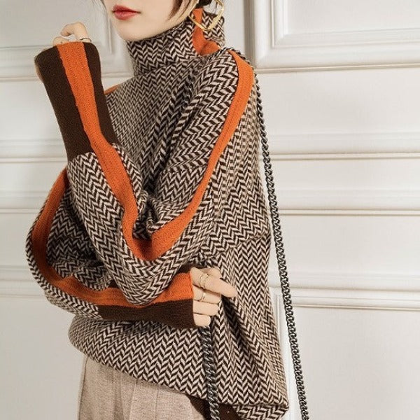 Avery | Elegant Contrast Turtleneck Sweater