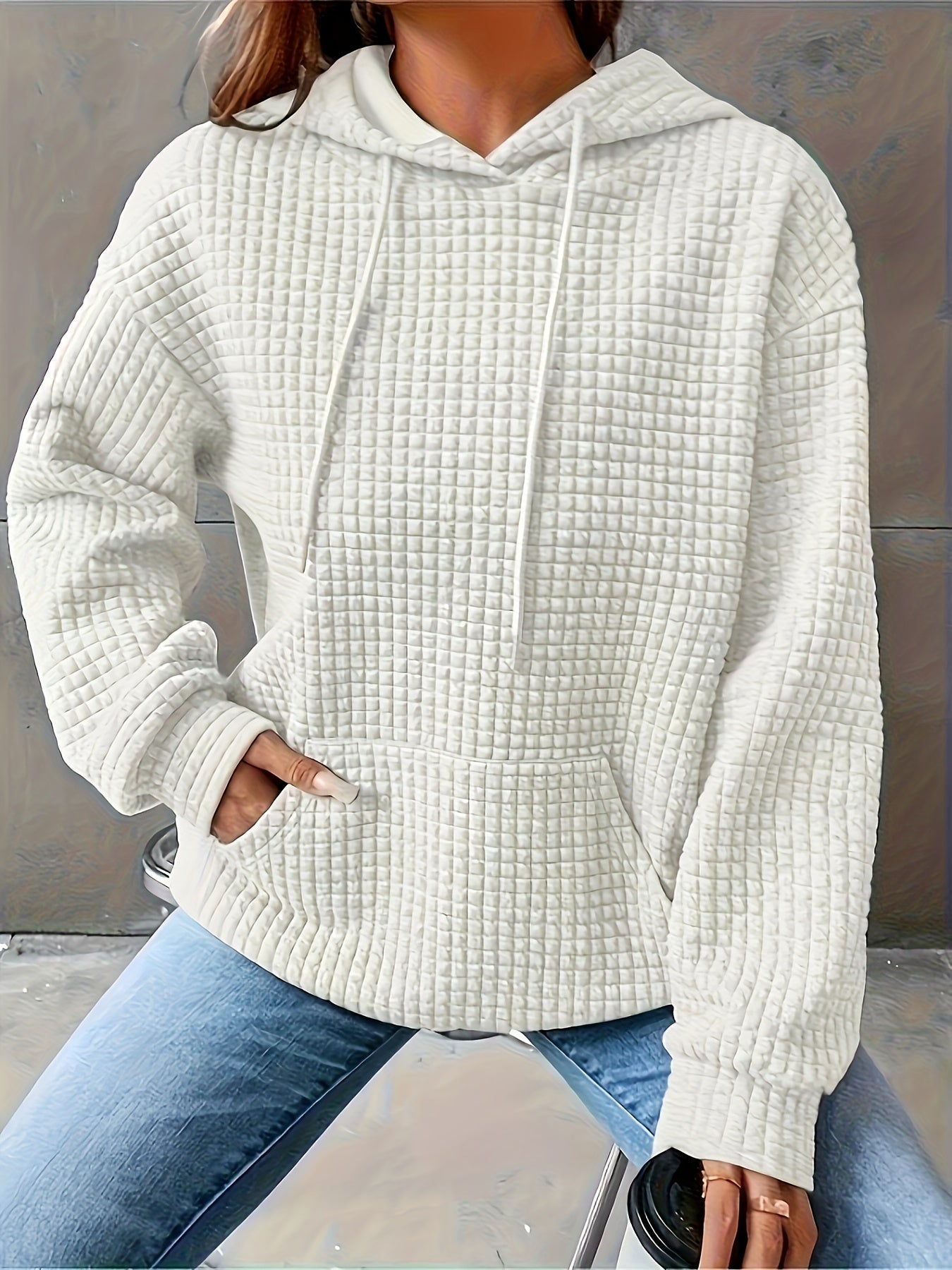 Lena | Cozy Waffle Knit Hooded Sweater
