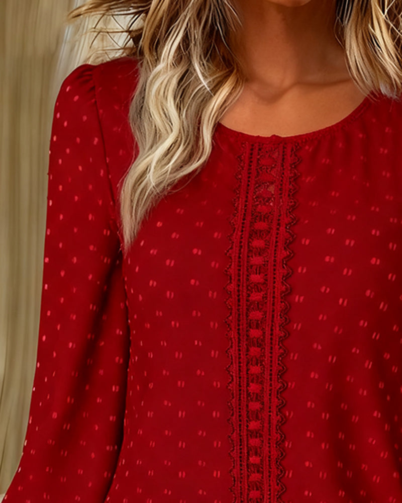 Mira | Elegant Puff-Sleeve Textured Detail Blouse