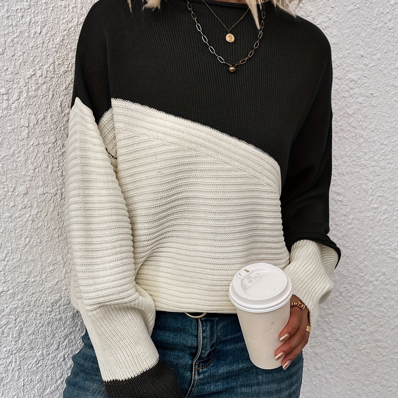 Talia | Chic Two-Tone Drop-Shoulder Style Pullover