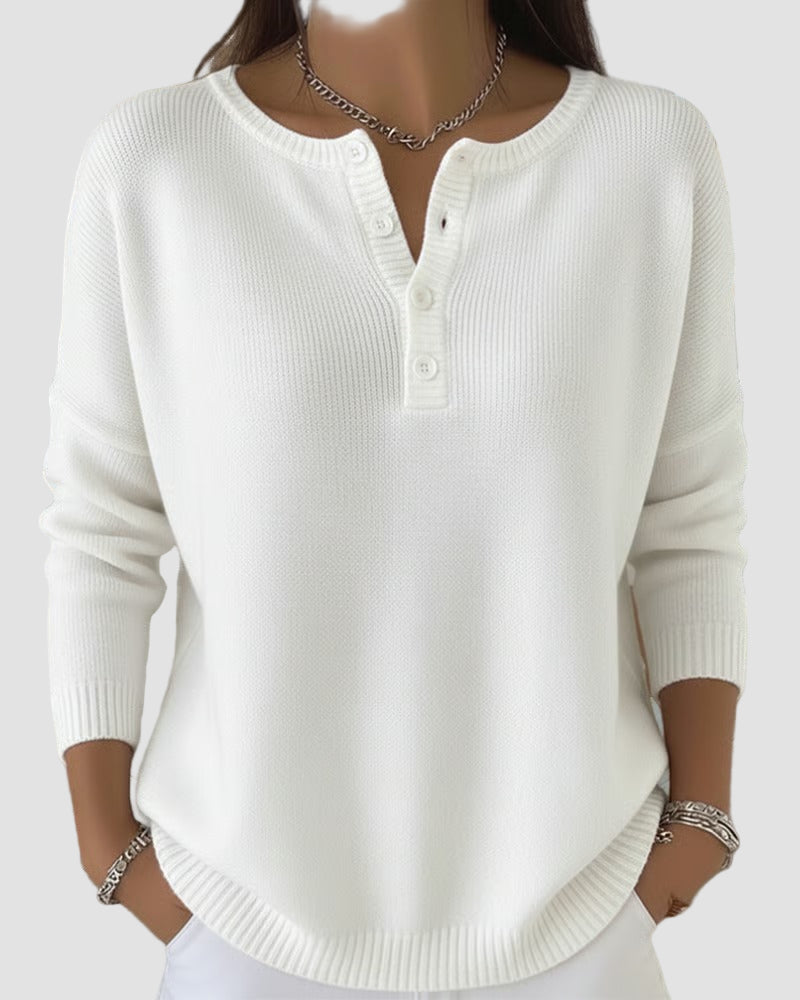 Scarlett | Elegant Button-Front Henley Sweater