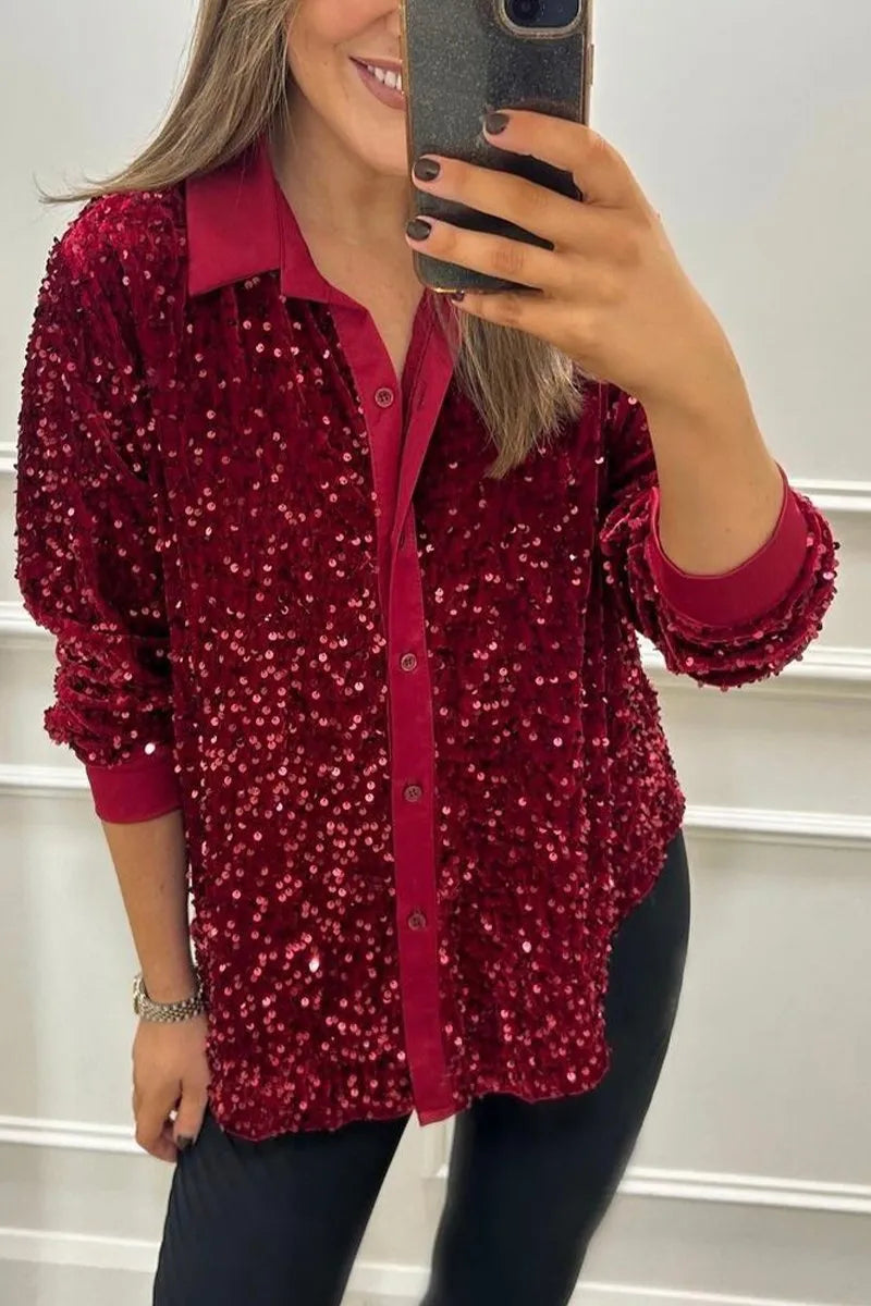 Valeria | Premium Sequin Glam Shirt
